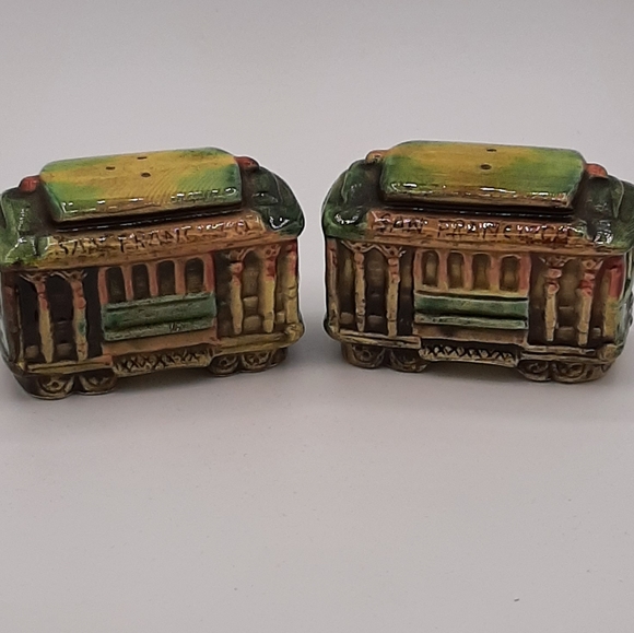 Vintage Ceramic Novelty San Francisco Trolley Train EFCCO Salt & Pepper Shakers - Picture 5 of 10